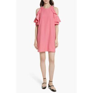 Kate Spade Cold Shoulder Shift Dress Petunia Pink Coral‎ Size Large Summer Party